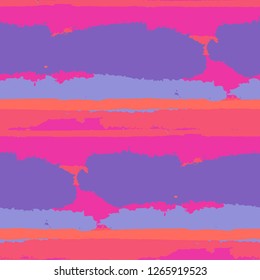 Seamless Background with Stripes Painted Lines. Texture with Horizontal Brush Strokes. Scribbled Grunge Motif for Cloth, Swimwear, Textile. Rustic Vector Background with Stripes