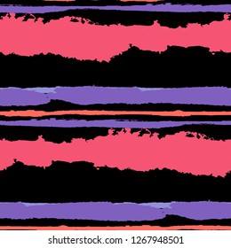 Seamless Background with Stripes Painted Lines. Texture with Horizontal Brush Strokes. Scribbled Grunge Motif for Linen, Fabric, Wallpaper. Rustic Vector Background with Stripes