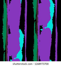 Seamless Background with Stripes Painted Lines. Texture with Vertical Dry Brush Strokes. Scribbled Grunge Motif for Sportswear, Paper, Cloth. Trendy Vector Background