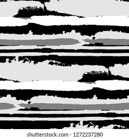 Seamless Background with Stripes Painted Lines. Texture with Horizontal Brush Strokes. Scribbled Grunge Motif for Sportswear, Fabric, Cloth. Retro Vector Background with Stripes