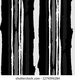 Seamless Background with Stripes Painted Lines. Texture with Vertical Brush Strokes. Scribbled Grunge Motif for Linen, Fabric, Wallpaper. Rustic Vector Background with Stripes