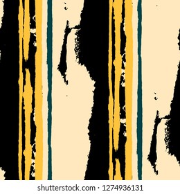 Seamless Background with Stripes Painted Lines. Texture with Vertical Brush Strokes. Scribbled Grunge Pattern for Sportswear, Paper, Cloth. Retro Vector Background with Stripes