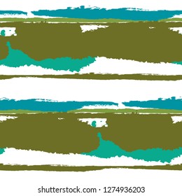 Seamless Background with Stripes Painted Lines. Texture with Horizontal Brush Strokes. Scribbled Grunge Rapport for Linen, Fabric, Wallpaper. Trendy Vector Background with Stripes