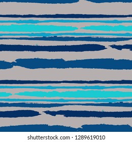 Seamless Background with Stripes Painted Lines. Texture with Horizontal Brush Strokes. Scribbled Grunge Pattern for Sportswear, Fabric, Cloth. Retro Vector Background