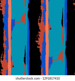 Seamless Background with Stripes Painted Lines. Texture with Vertical Brush Strokes. Scribbled Grunge Rapport for Sportswear, Fabric, Cloth. Trendy Vector Background