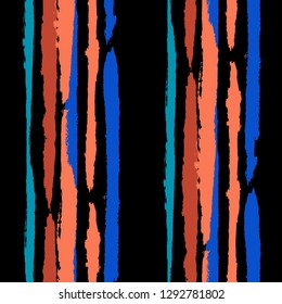 Seamless Background with Stripes Painted Lines. Texture with Vertical Brush Strokes. Scribbled Grunge Rapport for Sportswear, Fabric, Cloth. Rustic Vector Background with Stripes
