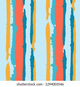 Seamless Background with Stripes Painted Lines. Texture with Vertical Brush Strokes. Scribbled Grunge Pattern for Linen, Fabric, Wallpaper. Trendy Vector Background with Stripes