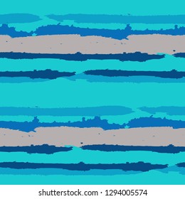 Seamless Background with Stripes Painted Lines. Texture with Horizontal Brush Strokes. Scribbled Grunge Motif for Linen, Fabric, Wallpaper. Trendy Vector Background