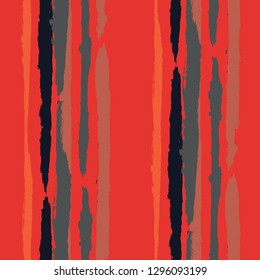 Seamless Background with Stripes Painted Lines. Texture with Vertical Dry Brush Strokes. Scribbled Grunge Motif for Linen, Fabric, Wallpaper. Retro Vector Background with Stripes