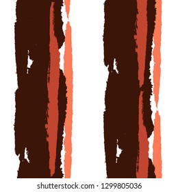 Seamless Background with Stripes Painted Lines. Texture with Vertical Brush Strokes. Scribbled Grunge Pattern for Linen, Fabric, Textile. Trendy Vector Background with Stripes