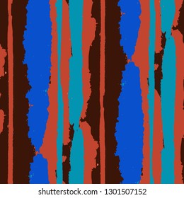 Seamless Background with Stripes Painted Lines. Texture with Vertical Brush Strokes. Scribbled Grunge Motif for Linen, Fabric, Wallpaper. Trendy Vector Background with Stripes