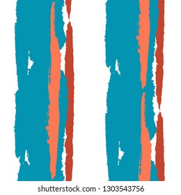 Seamless Background with Stripes Painted Lines. Texture with Vertical Brush Strokes. Scribbled Grunge Rapport for Cloth, Swimwear, Textile. Trendy Vector Background