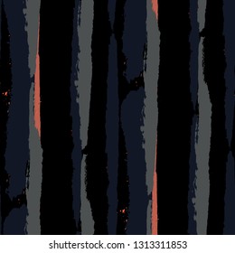 Seamless Background with Stripes Painted Lines. Texture with Vertical Dry Brush Strokes. Scribbled Grunge Rapport for Sportswear, Paper, Cloth. Retro Vector Background