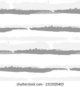 Seamless Background with Stripes Painted Lines. Texture with Horizontal Dry Brush Strokes. Scribbled Grunge Motif for Cloth, Fabric, Textile. Trendy Vector Background with Stripes