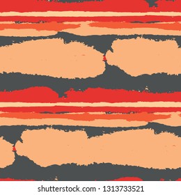 Seamless Background with Stripes Painted Lines. Texture with Horizontal Brush Strokes. Scribbled Grunge Pattern for Sportswear, Fabric, Cloth. Retro Vector Background with Stripes