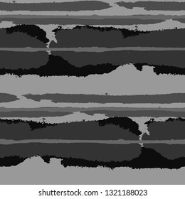 Seamless Background with Stripes Painted Lines. Texture with Horizontal Dry Brush Strokes. Scribbled Grunge Rapport for Cloth, Swimwear, Textile. Trendy Vector Background with Stripes