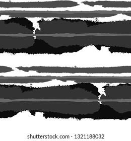 Seamless Background with Stripes Painted Lines. Texture with Horizontal Brush Strokes. Scribbled Grunge Rapport for Cloth, Swimwear, Textile. Trendy Vector Background with Stripes