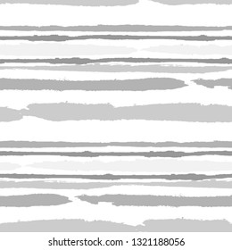 Seamless Background with Stripes Painted Lines. Texture with Horizontal Dry Brush Strokes. Scribbled Grunge Pattern for Linen, Fabric, Textile. Retro Vector Background