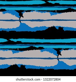 Seamless Background with Stripes Painted Lines. Texture with Horizontal Dry Brush Strokes. Scribbled Grunge Pattern for Linen, Fabric, Wallpaper. Trendy Vector Background with Stripes