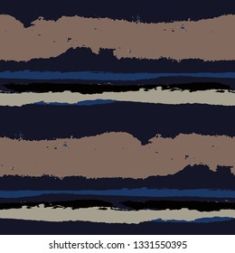 Seamless Background with Stripes Painted Lines. Texture with Horizontal Brush Strokes. Scribbled Grunge Rapport for Cloth, Fabric, Textile. Retro Vector Background with Stripes
