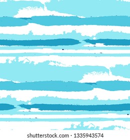 Seamless Background with Stripes Painted Lines. Texture with Horizontal Brush Strokes. Scribbled Grunge Motif for Cloth, Swimwear, Textile. Trendy Vector Background