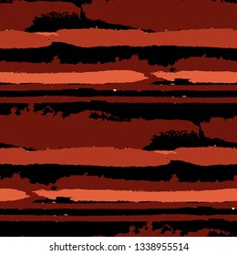 Seamless Background with Stripes Painted Lines. Texture with Horizontal Brush Strokes. Scribbled Grunge Motif for Linen, Fabric, Wallpaper. Rustic Vector Background