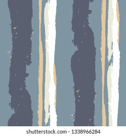Seamless Background with Stripes Painted Lines. Texture with Vertical Brush Strokes. Scribbled Grunge Motif for Cloth, Swimwear, Textile. Retro Vector Background with Stripes