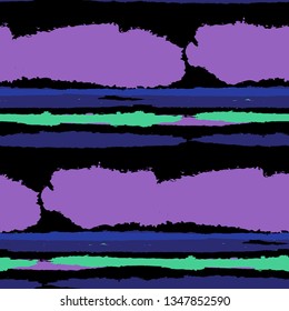 Seamless Background with Stripes Painted Lines. Texture with Horizontal Dry Brush Strokes. Scribbled Grunge Pattern for Sportswear, Fabric, Wallpaper. Retro Vector Background with Stripes