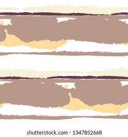 Seamless Background with Stripes Painted Lines. Texture with Horizontal Dry Brush Strokes. Scribbled Grunge Motif for Sportswear, Fabric, Cloth. Trendy Vector Background with Stripes