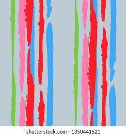 Seamless Background with Stripes Painted Lines. Texture with Vertical Dry Brush Strokes. Scribbled Grunge Rapport for Sportswear, Paper, Cloth. Trendy Vector Background with Stripes