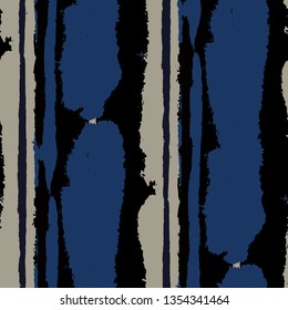 Seamless Background with Stripes Painted Lines. Texture with Vertical Dry Brush Strokes. Scribbled Grunge Rapport for Cloth, Swimwear, Textile. Rustic Vector Background with Stripes