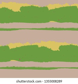 Seamless Background with Stripes Painted Lines. Texture with Horizontal Dry Brush Strokes. Scribbled Grunge Motif for Sportswear, Paper, Cloth. Rustic Vector Background