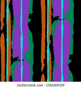 Seamless Background with Stripes Painted Lines. Texture with Vertical Dry Brush Strokes. Scribbled Grunge Pattern for Sportswear, Fabric, Cloth. Retro Vector Background with Stripes