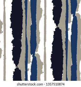 Seamless Background with Stripes Painted Lines. Texture with Vertical Brush Strokes. Scribbled Grunge Pattern for Linen, Fabric, Textile. Retro Vector Background with Stripes
