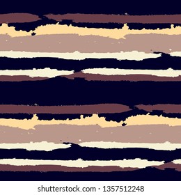 Seamless Background with Stripes Painted Lines. Texture with Horizontal Dry Brush Strokes. Scribbled Grunge Rapport for Cloth, Swimwear, Textile. Trendy Vector Background