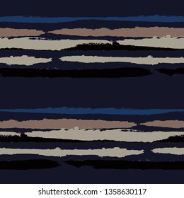 Seamless Background with Stripes Painted Lines. Texture with Horizontal Brush Strokes. Scribbled Grunge Rapport for Cloth, Swimwear, Textile. Rustic Vector Background with Stripes