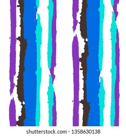 Seamless Background with Stripes Painted Lines. Texture with Vertical Brush Strokes. Scribbled Grunge Rapport for Cloth, Fabric, Textile. Trendy Vector Background