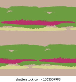 Seamless Background with Stripes Painted Lines. Texture with Horizontal Dry Brush Strokes. Scribbled Grunge Pattern for Sportswear, Fabric, Cloth. Rustic Vector Background with Stripes