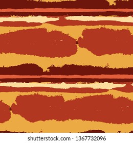 Seamless Background with Stripes Painted Lines. Texture with Horizontal Brush Strokes. Scribbled Grunge Pattern for Cloth, Fabric, Textile. Trendy Vector Background