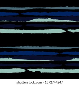 Seamless Background with Stripes Painted Lines. Texture with Horizontal Dry Brush Strokes. Scribbled Grunge Pattern for Sportswear, Fabric, Cloth. Trendy Vector Background