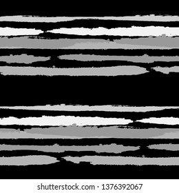 Seamless Background with Stripes Painted Lines. Texture with Horizontal Brush Strokes. Scribbled Grunge Rapport for Cloth, Swimwear, Textile. Retro Vector Background with Stripes
