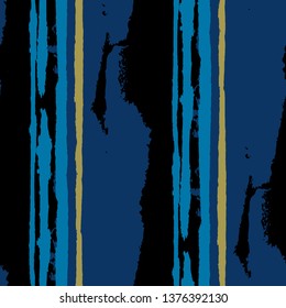 Seamless Background with Stripes Painted Lines. Texture with Vertical Brush Strokes. Scribbled Grunge Pattern for Linen, Fabric, Textile. Rustic Vector Background
