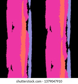 Seamless Background with Stripes Painted Lines. Texture with Vertical Brush Strokes. Scribbled Grunge Motif for Sportswear, Fabric, Wallpaper. Rustic Vector Background