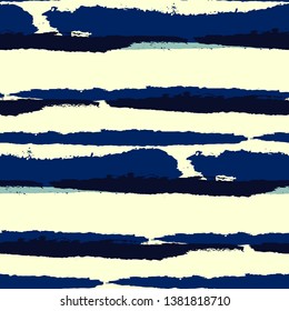 Seamless Background with Stripes Painted Lines. Texture with Horizontal Brush Strokes. Scribbled Grunge Rapport for Sportswear, Fabric, Cloth. Retro Vector Background with Stripes