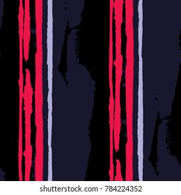 Seamless Background with Stripes Painted Lines. Texture with Vertical Dry Brush Strokes. Scribbled Grunge Pattern for Sportswear, Paper, Cloth. Retro Vector Background with Stripes