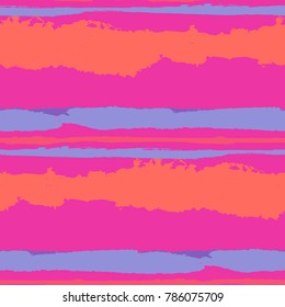 Seamless Background with Stripes Painted Lines. Texture with Horizontal Brush Strokes. Scribbled Grunge Pattern for Linen, Fabric, Textile. Rustic Vector Background