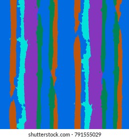 Seamless Background with Stripes Painted Lines. Texture with Vertical Dry Brush Strokes. Scribbled Grunge Motif for Sportswear, Fabric, Cloth. Trendy Vector Background with Stripes