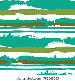 Seamless Background with Stripes Painted Lines. Texture with Horizontal Brush Strokes. Scribbled Grunge Pattern for Linen, Fabric, Textile. Retro Vector Background with Stripes