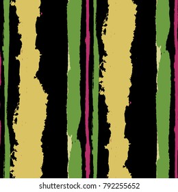 Seamless Background with Stripes Painted Lines. Texture with Vertical Dry Brush Strokes. Scribbled Grunge Pattern for Linen, Fabric, Textile. Rustic Vector Background