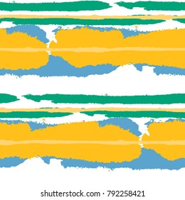 Seamless Background with Stripes Painted Lines. Texture with Horizontal Dry Brush Strokes. Scribbled Grunge Rapport for Sportswear, Paper, Cloth. Trendy Vector Background